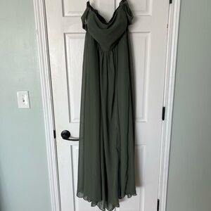 Chic Strapless Olive Green Dress